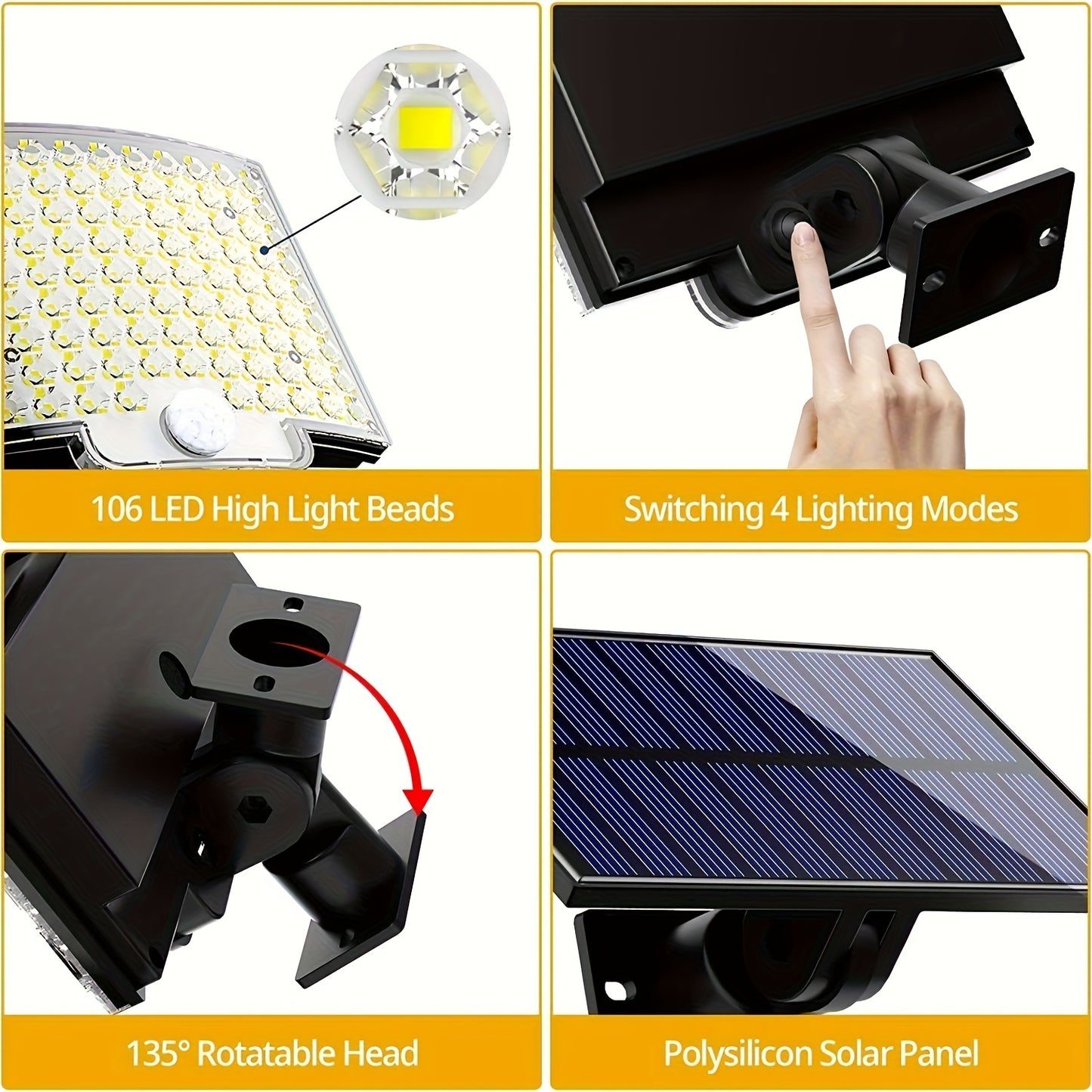 106LED Split Solar Light Outdoor Waterproof With Motion Sensor