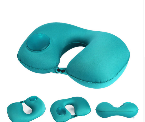 Portable U-Shape Inflatable Travel Pillow Car Head Rest Air Cushion