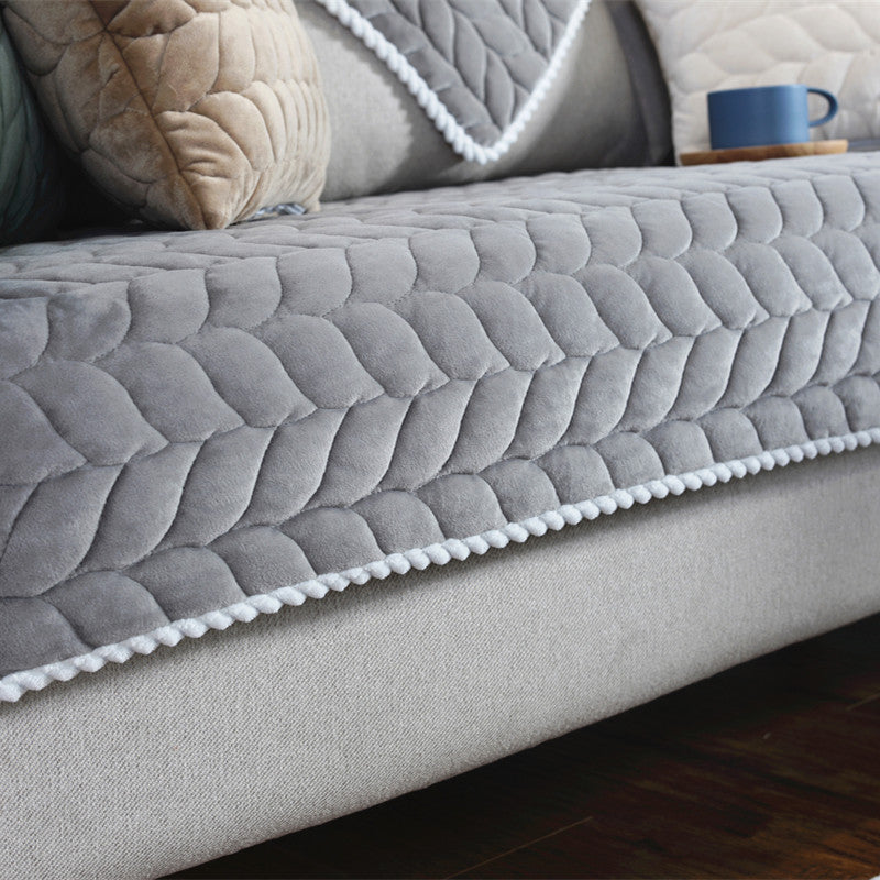 Thicken Plush Quilted Sofa Towel Universal Sectional Sofa Cover