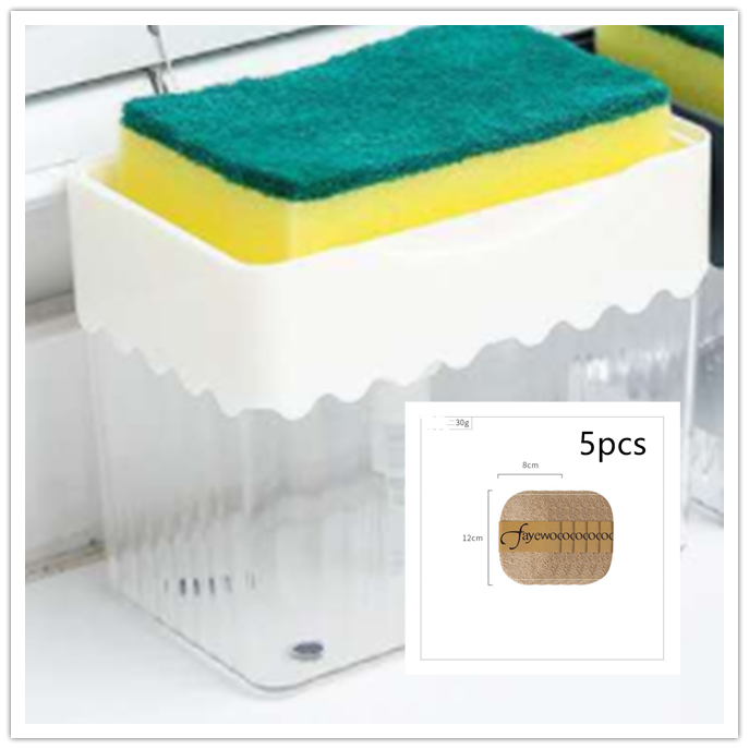 2-in-1 Soap Dispenser Sponge Caddy Push-type Liquid Box Detergent