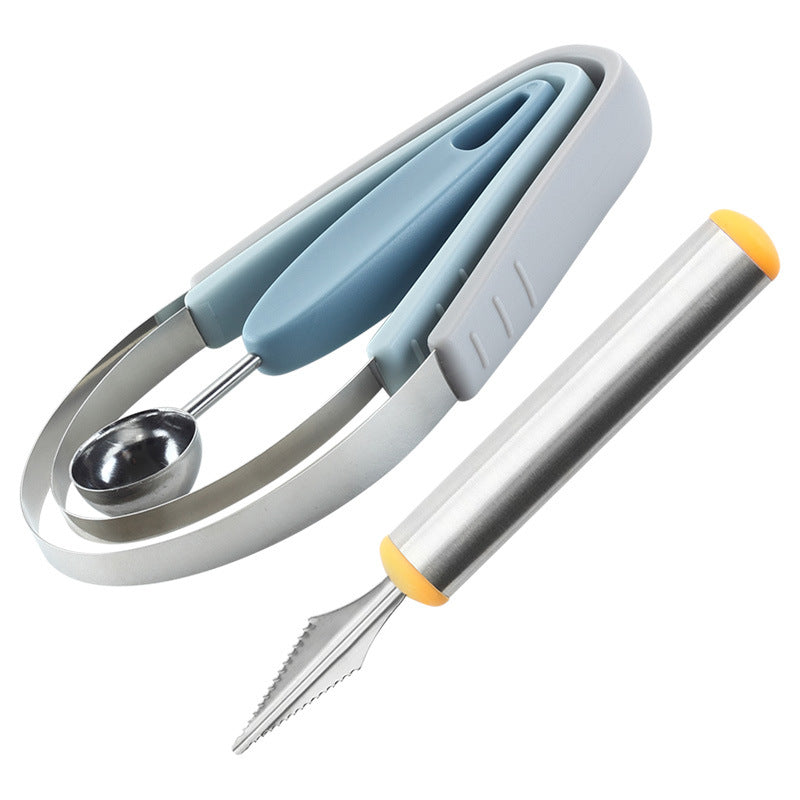 3 in 1 Fruit Carving Cutter Ball Digger DIY Kiwi Knife Watermelon Fruit Scoop