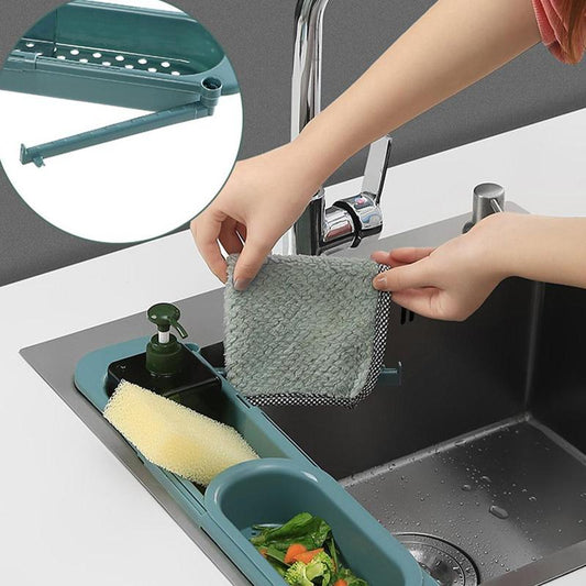 Telescopic Sink Rack Soap Sponge Holder Kitchen Sinks Organizer