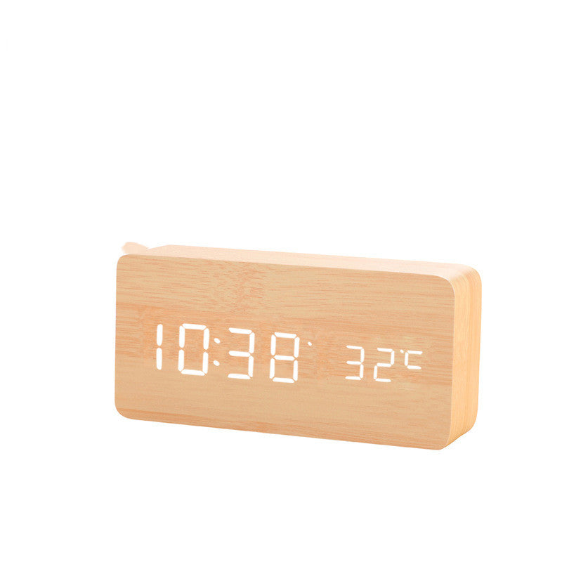 Alarm Clock LED Wooden Watch Table Digital Despertador Electronic Desktop