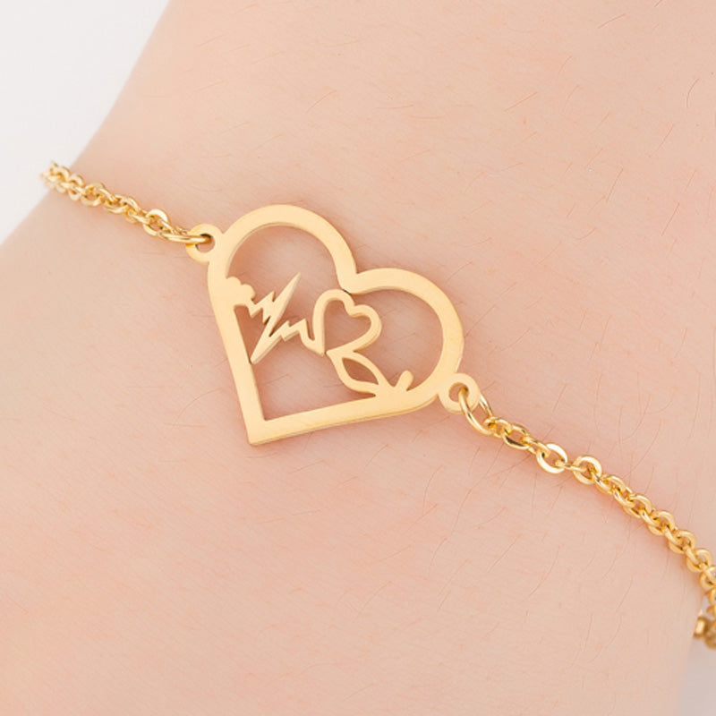 Gold Color Charms Bracelet Femme Stainless Steel Women