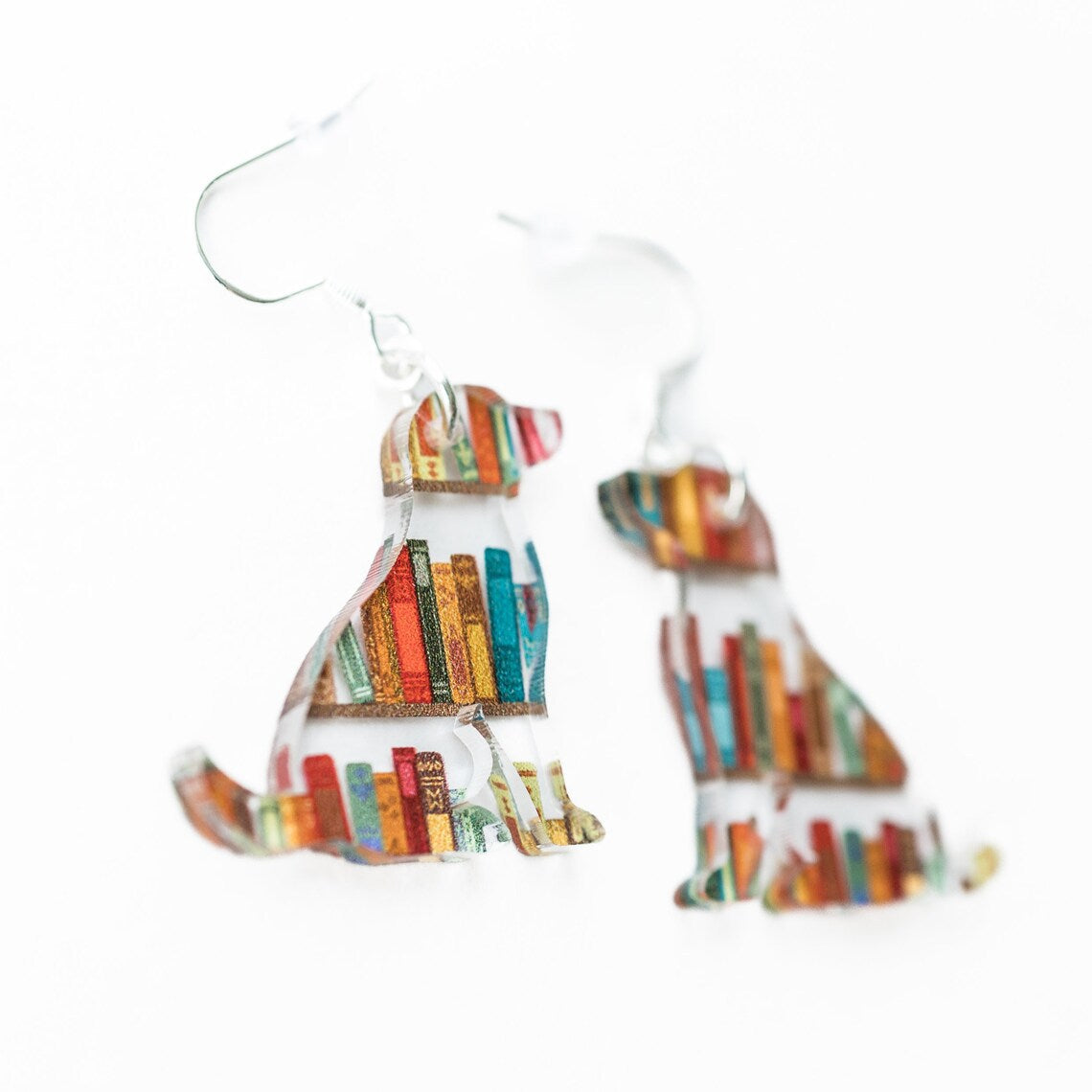 Cat Bookshelf Classic Animal Acrylic Earrings