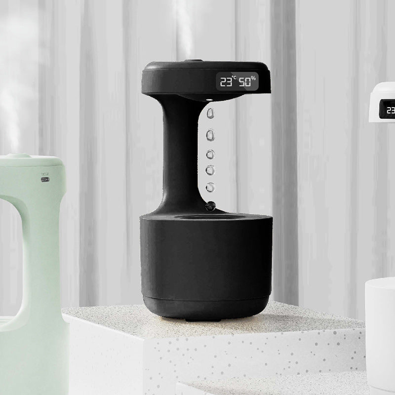 Bedroom Anti-Gravity Humidifier With Clock Water Drop Backflow