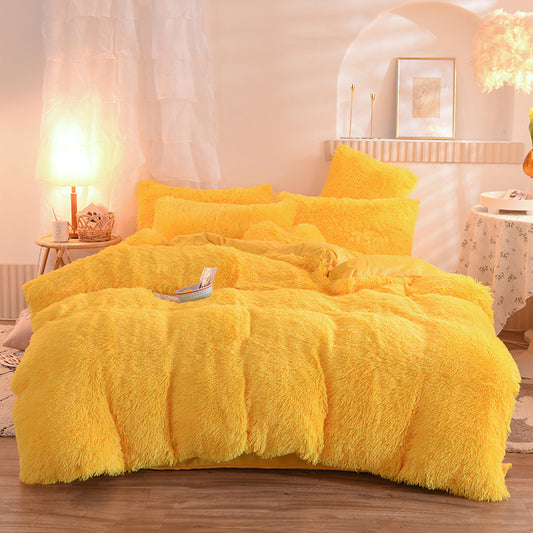 Luxury Thick Fleece Duvet Queen King Winter Warm Bed Quilt Cover Pillowcase