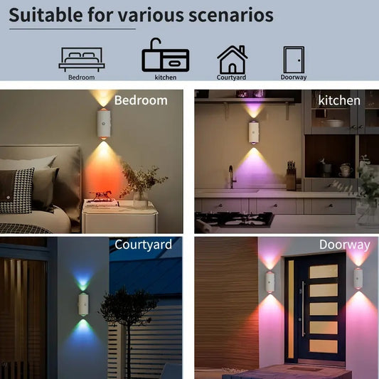 RGB Gradient LED Night Light With Motion Sensor Wall Lamp Rechargeable Ambient