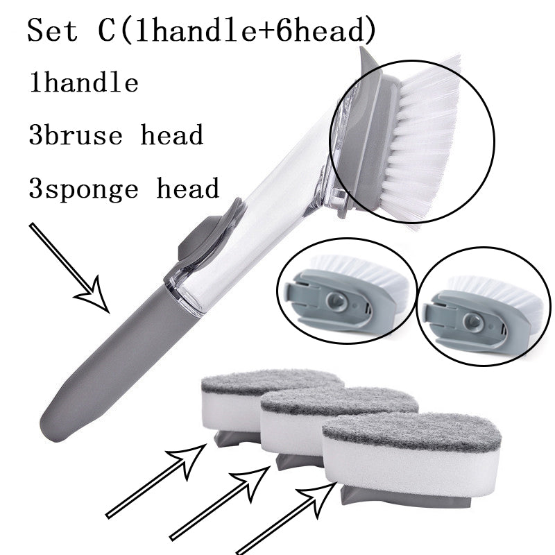 2 In 1 Long Handle Cleaning Brush With Removable Brush Head Ktichen Gadgets
