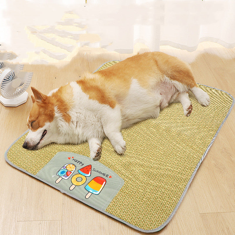Pet Mat Ice Cool Grass Mat Dog's Nest Tengzhu Cooling Summer