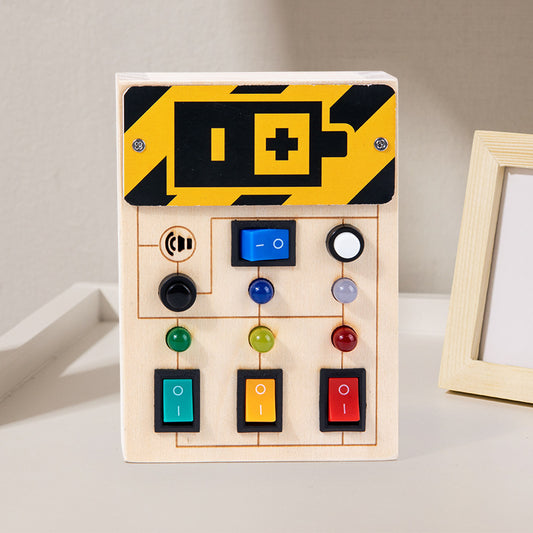 New Children's Early Education Toy Wooden Power LED Light Busy Board