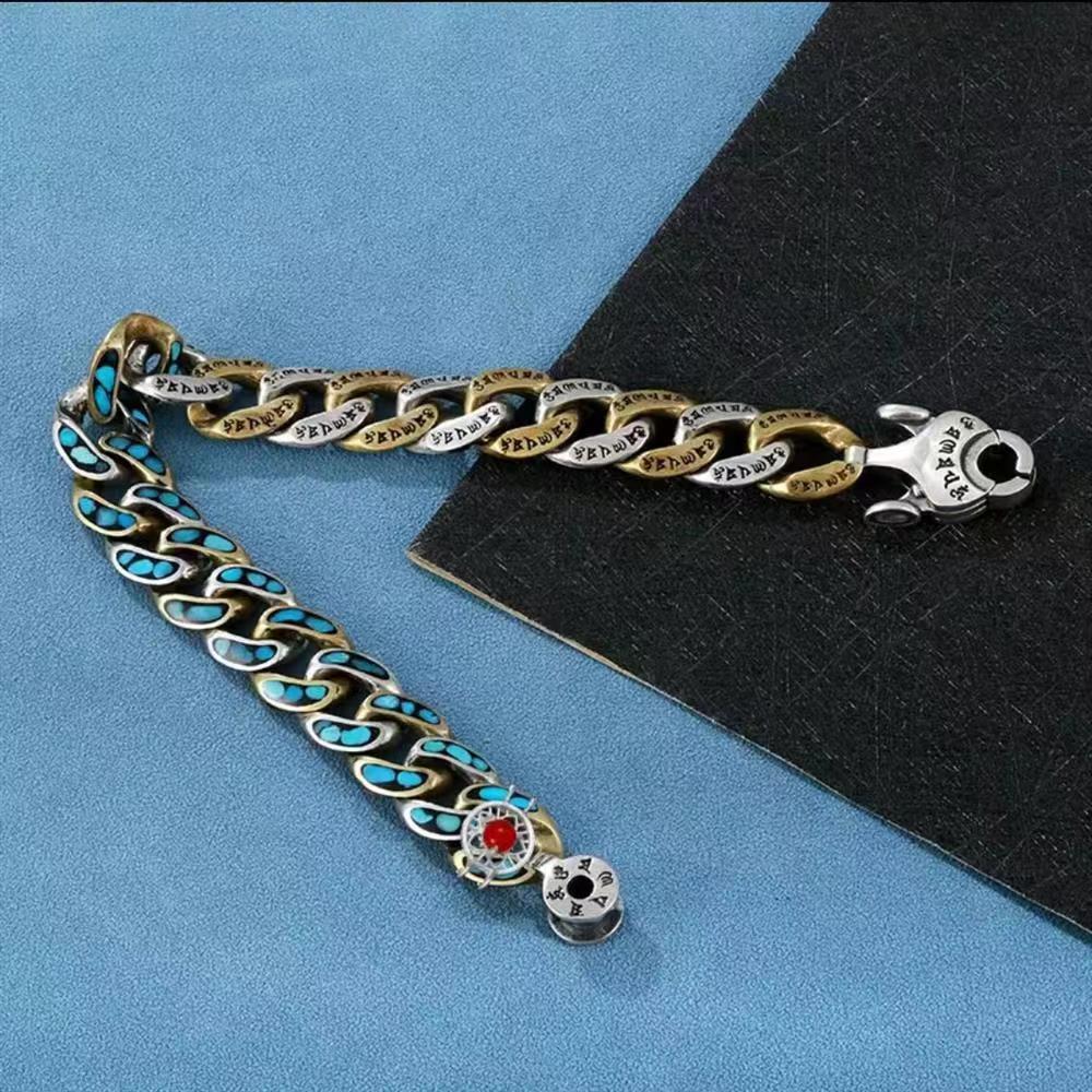 Turquoise Six Character Truth Word Nine Eye Day Bead Bracelet