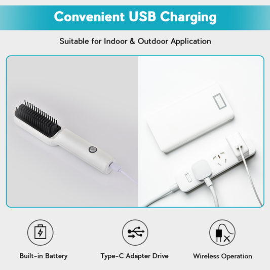 Cordless Curling And Straightening Comb For Barbershop