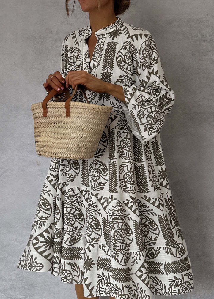 Autumn Casual Print Vacation Loose Dress Women Fashion