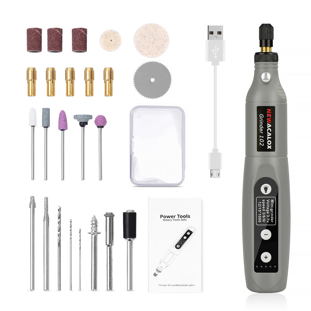 5-speed Polishing Machine With Light Mini Electric Grinder USB Rechargeable Drill
