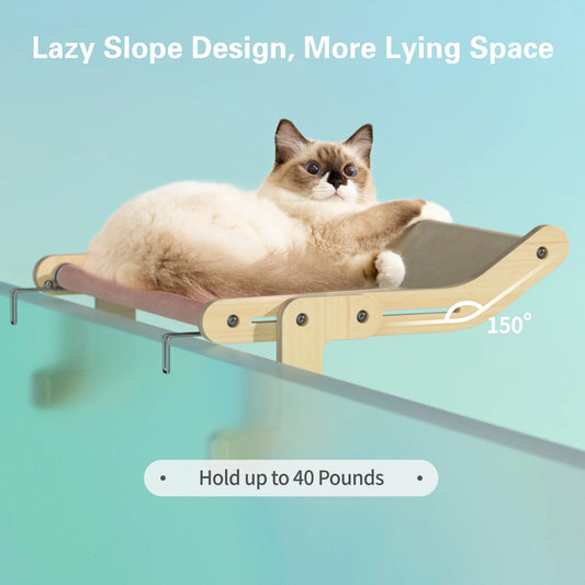 Mewoofun Pet Cat Window Perch 4 Color Wooden Assembly Hanging Bed