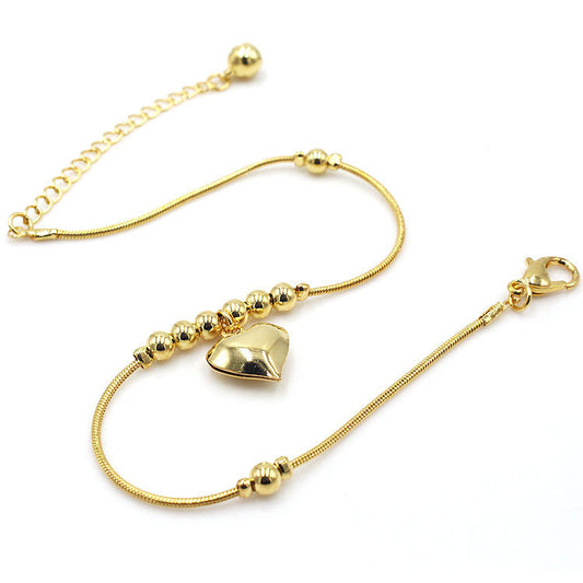 Gothic Gold Color Heart Pendant Anklet For Women