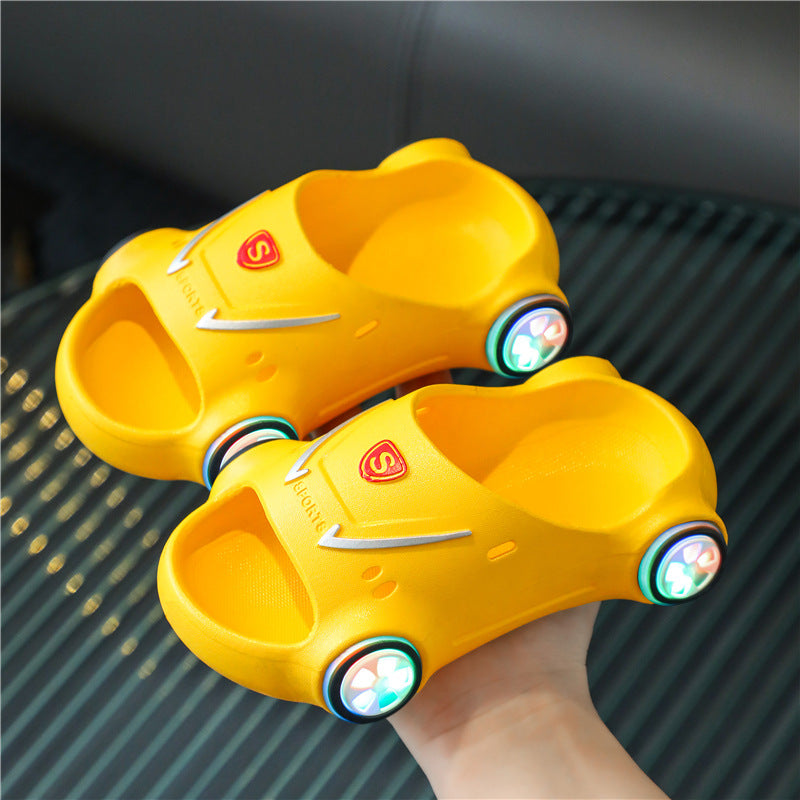 Kids Glowing Slippers Cartoon Car Sandals Children Sandals Anti Slip Boys