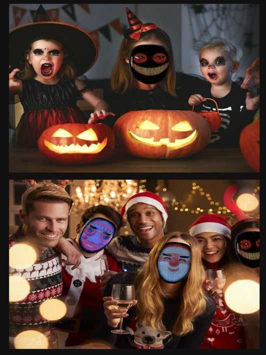 Mobile APP Control Luminous LED Mask Face Mask Full Color Display Custom Holiday Party