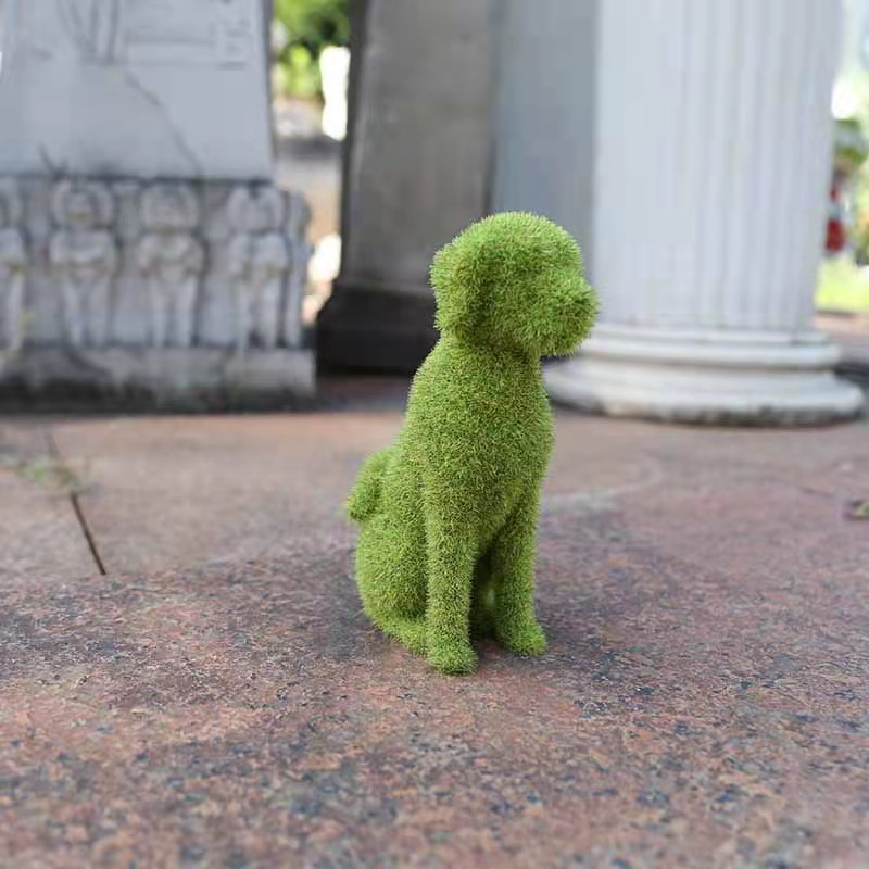 Decorative Peeing Dog in 4 Styles Green Artificial