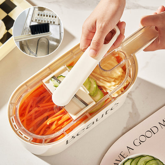Multifunction Vegetable Cutter With Basket And Brush Portable Slicer