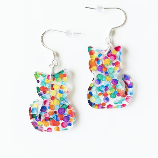 Cat Bookshelf Classic Animal Acrylic Earrings