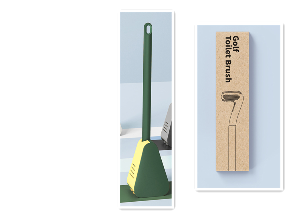 Golf Toilet Brush Wall-Mounted Cleaning Tools Silicone Flexible Bristles Brush