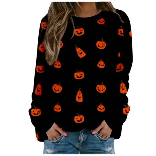 Halloween Ladies Print Long-sleeved Sweater