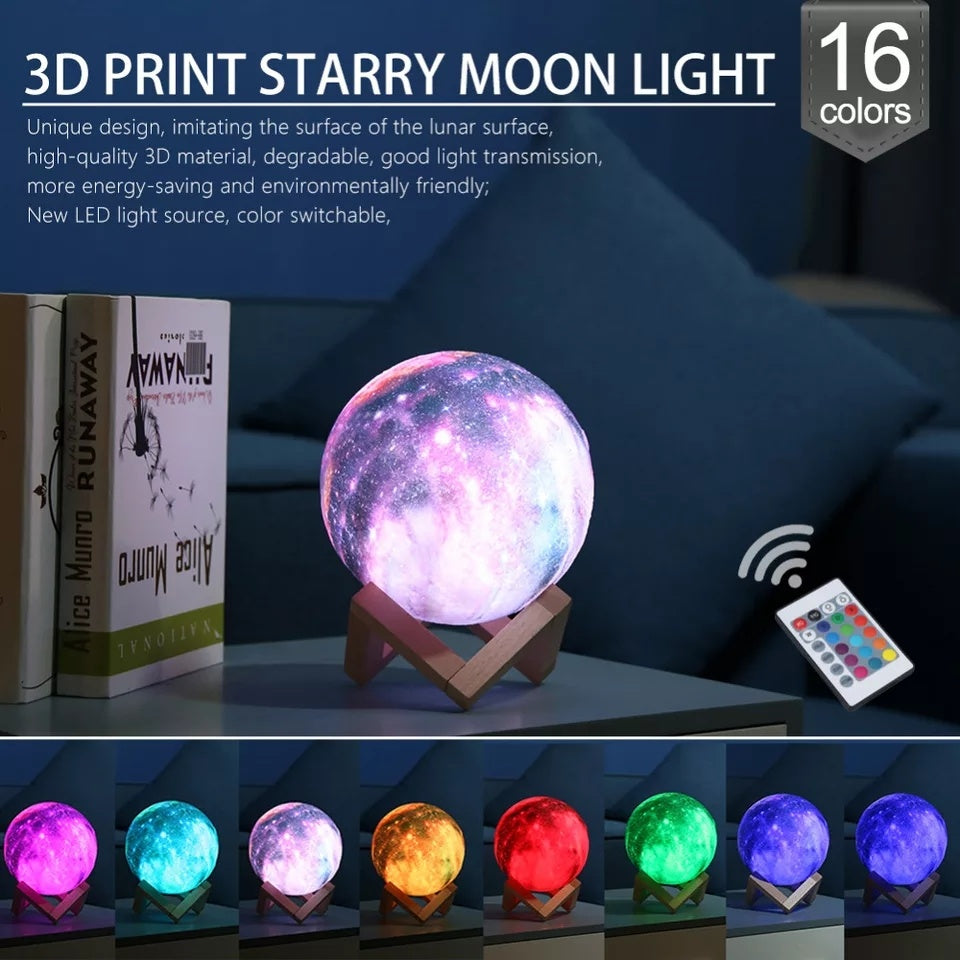 LED USB Star Galaxy Moon Lamp Stand Remote 3D Lamp