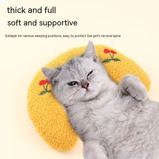 Pet Dog Cat Pillow Protect Cervical Spine Deep Sleep U-shape Pillow