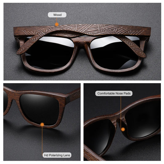 GM Natural Bamboo Wooden Sunglasses Polarized Glasses