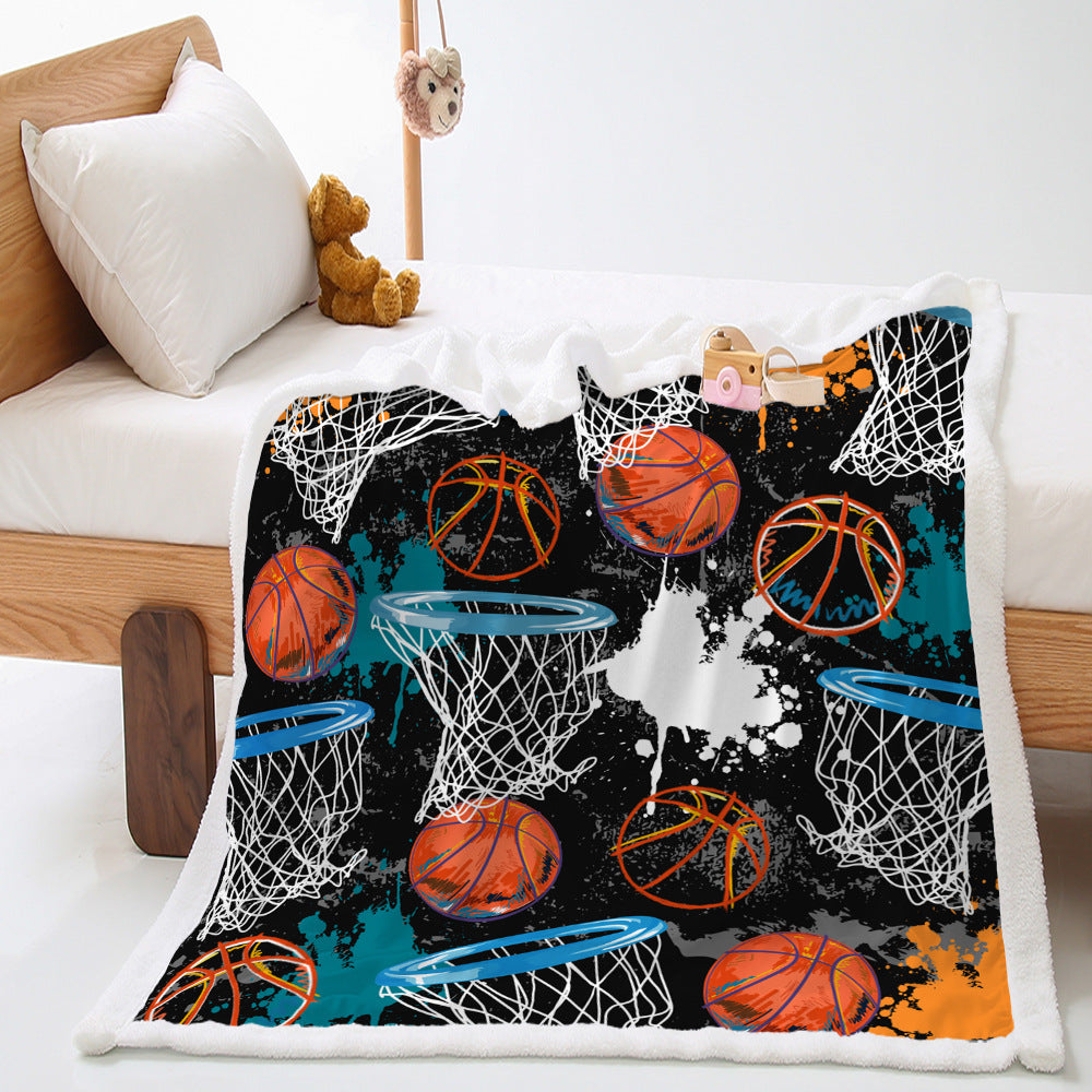 Basketball Sports Lambswool Crystal Velvet Double Layer Cover Blanket
