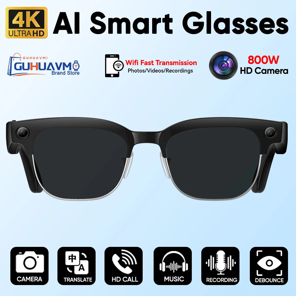 New 800W Pixel 4K HD Camera Smart Glasses AI Translation