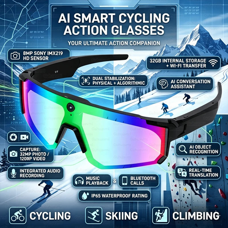 AI Smart Sports Glasses 800W HD Camera Smart Glasses