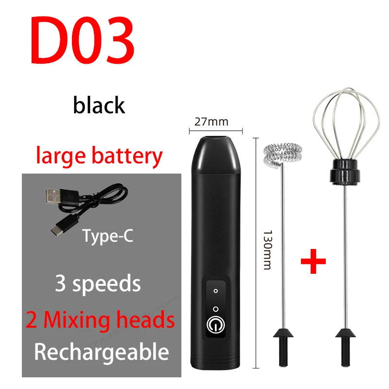 HOT Electric Milk Frother + Egg Beater Wireless Type-C Charging