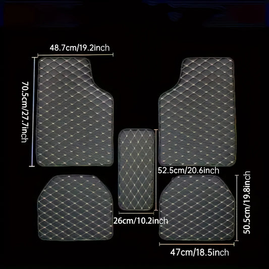 Universal 5Pcs Car Floor Mats PU Leather Waterproof Dust-Proof