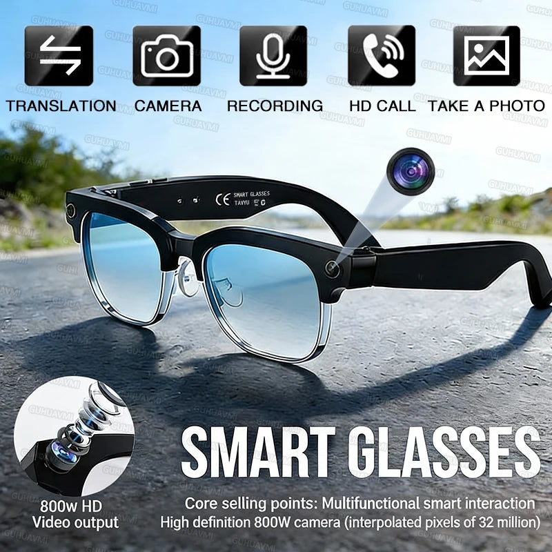 800W Pixel Camera Smart Glasses Men Video Recording AI Photo