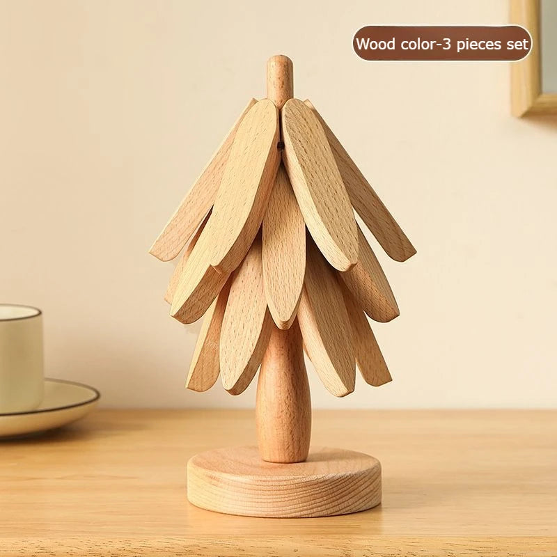Tree Design Stand Wooden Trivets Decorative Anti Scald