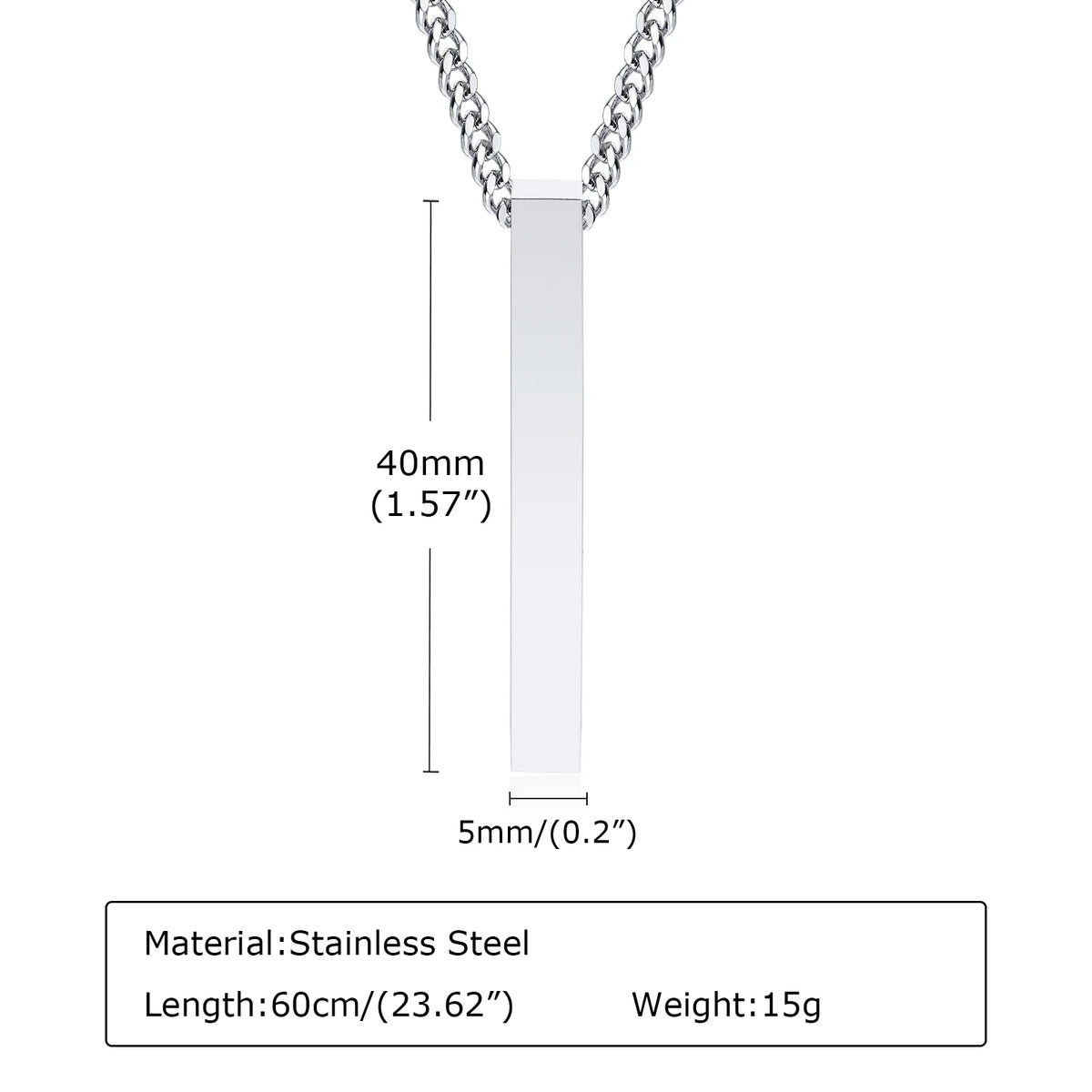 Waterproof Pillar Necklaces for Men Women Stainless Steel