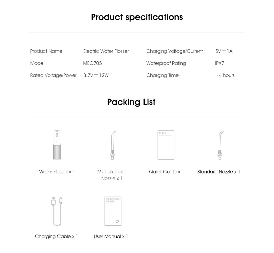 NEW MIJIA Electric Oral Irrigator 2 MEO705 Portable Water Flosser