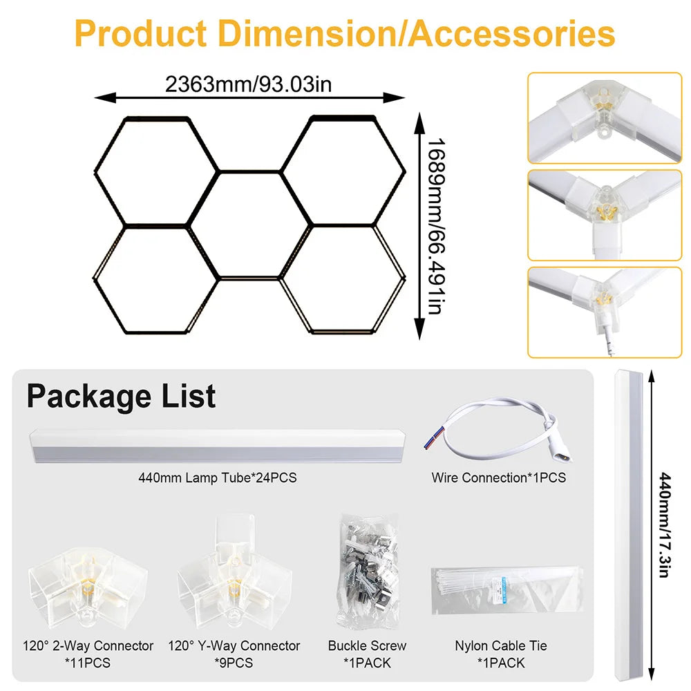 High brightness honeycomb hexagonal garage LED light