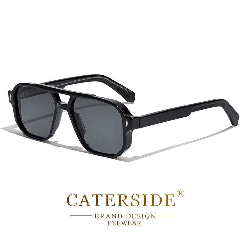 CATERSIDE Vintage Punk Sunglasses Men Flat Top
