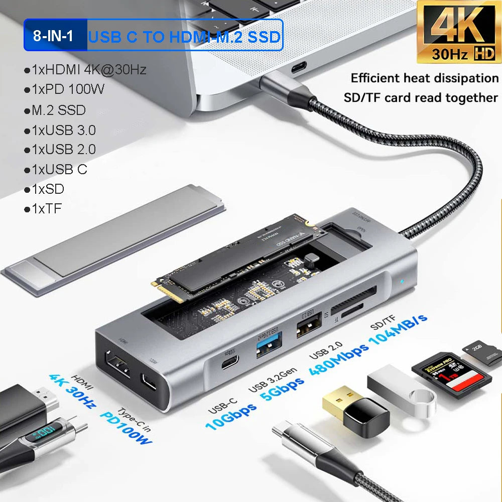 8-IN-1 USB HUB With Disk Storage