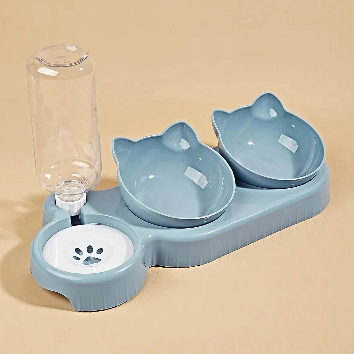 Pet Bowls With Water Feeder 3 In 1 Ear Design Tilted