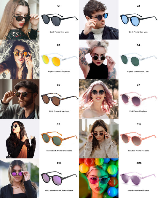 Retro Circular Polarized Sunglasses Vintage