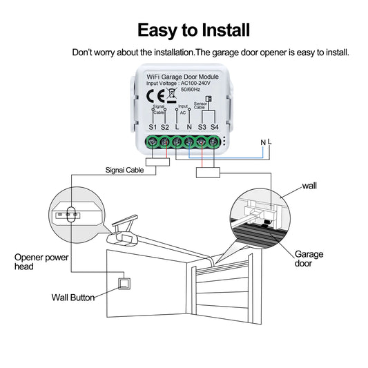 GIRIER Tuya Smart WiFi Garage Door Opener Controller Supports