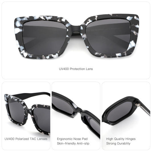 New Square Polarized Sunglasses Women Thick Frame