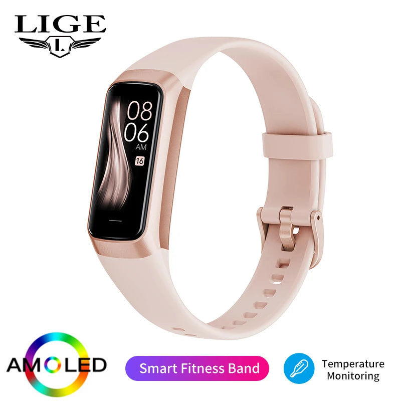 LIGE Amoled Smart Watch Smartwatch Band Women Heart Rate