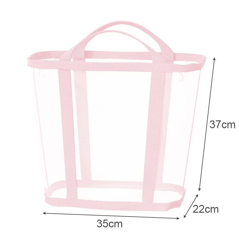 Nylon Mesh Laundry Basket Portable Dirty Clothes Organizer