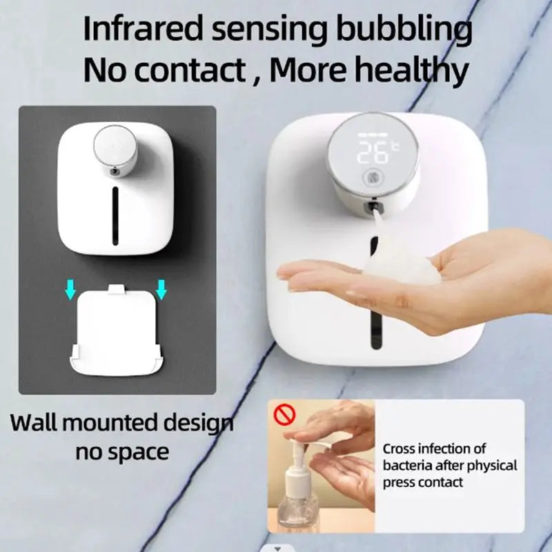 Wall-mounted Dispenser Soap USB Digital Temperature